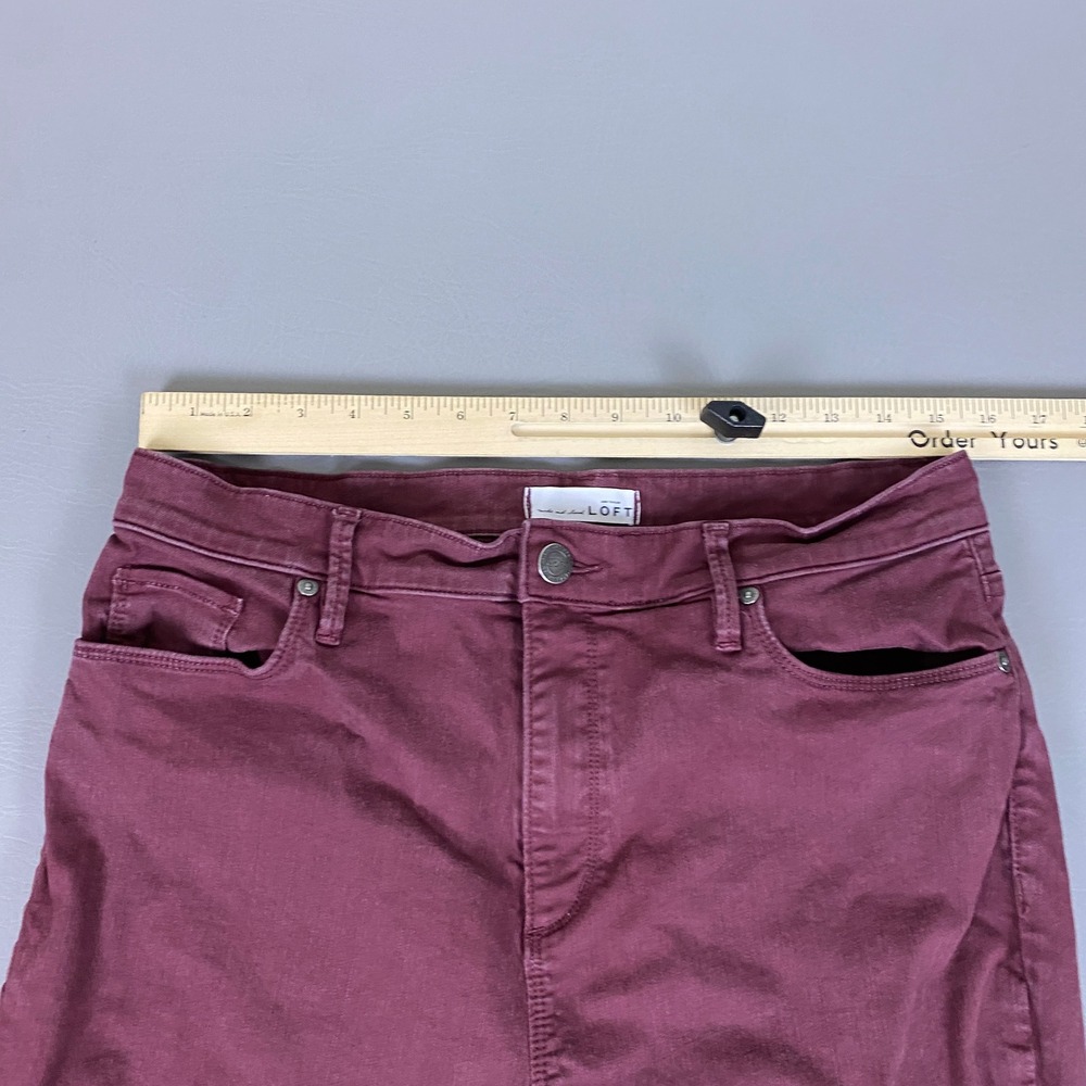 LOFT Skinny Ankle Pants Womens 30 10 Modern High Waist Burgundy Wine Red Stretch - Picture 5 of 12